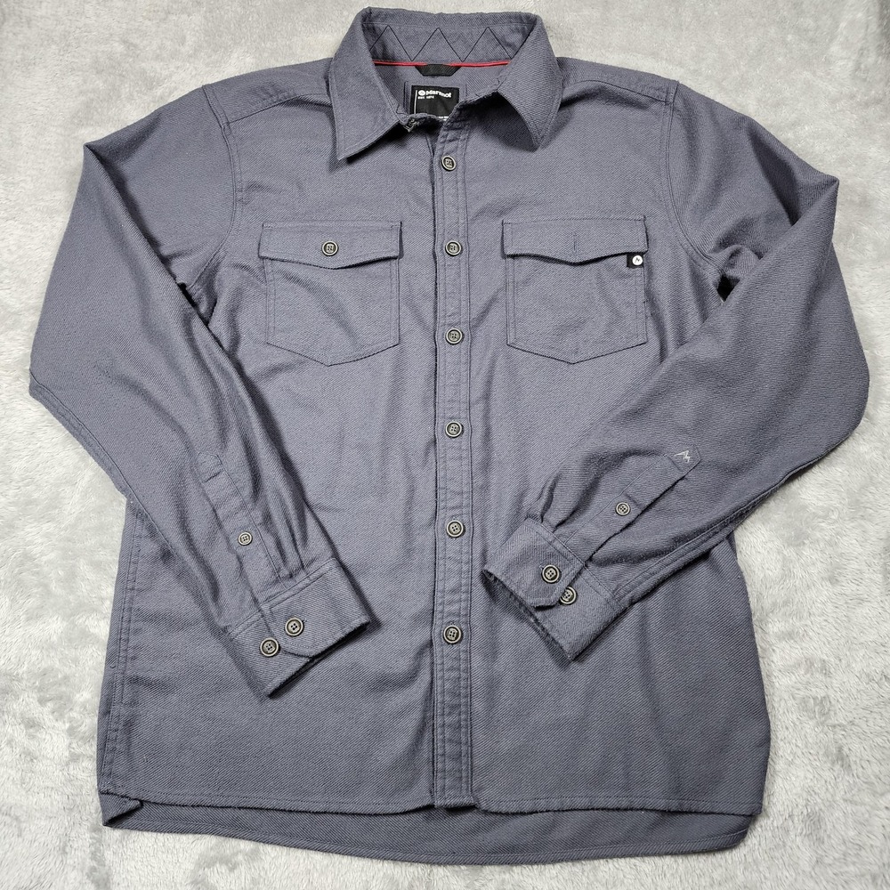 Marmot Shirt Mens Large Gray Flannel Button Up Long Sleeve Shacket‎ P33260